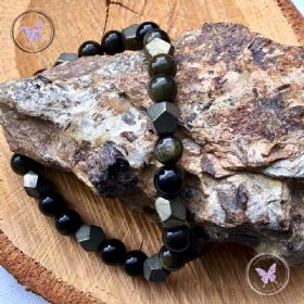Men's Golden Obsidian & Pyrite Healing Bracelet